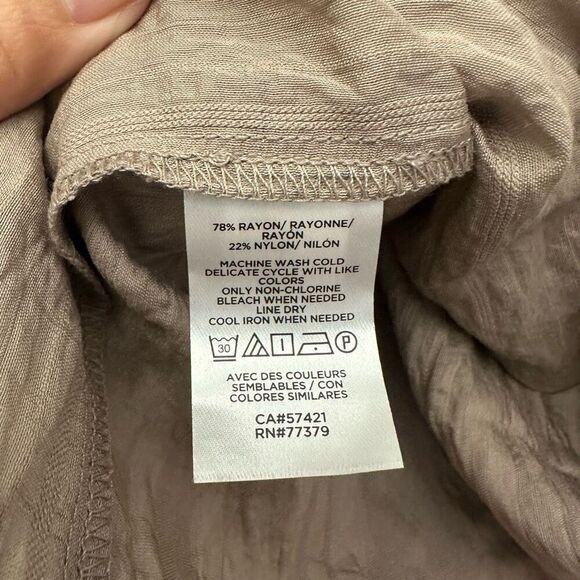 Ann Taylor Brown Button Front Longsleeve Blouse Oversized Relaxed Fit sz Small - Picture 7 of 8